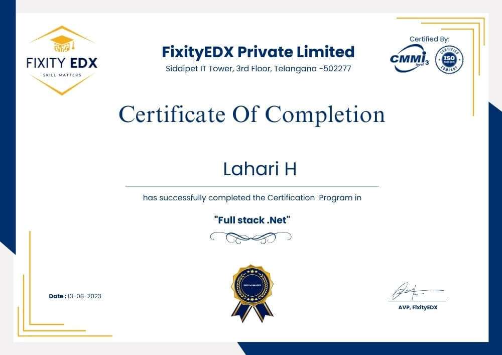 FixityEDX-.net full stack developer course