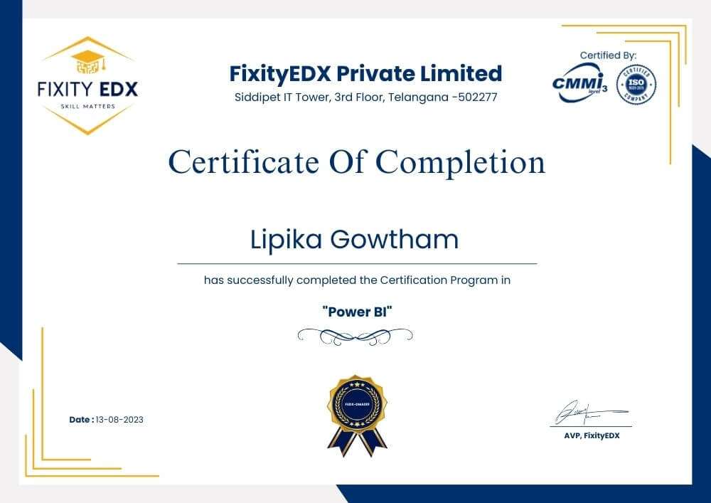 FixityEdx – Professional certificate in Power Bi